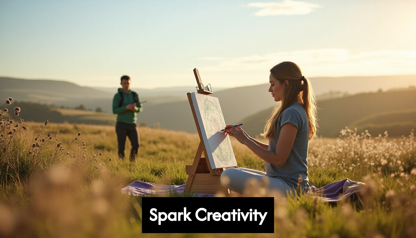 Person painting outdoors in scenic nature