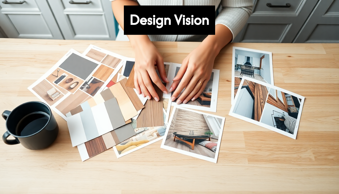 Person planning a kitchen design with samples