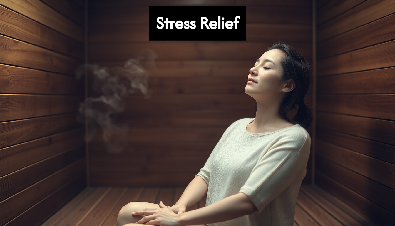 Person relaxing in a peaceful sauna environment