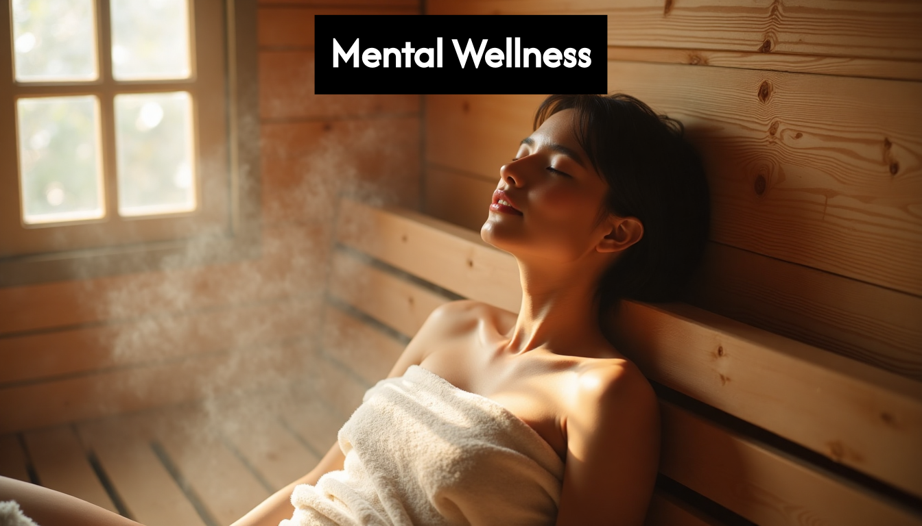Person relaxing in a traditional sauna