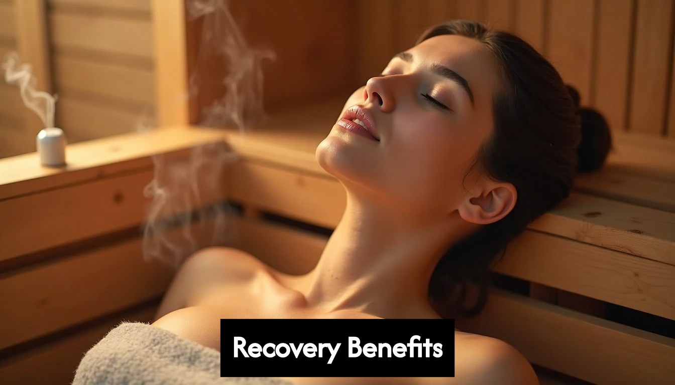 Person relaxing in sauna with essential oil diffuser
