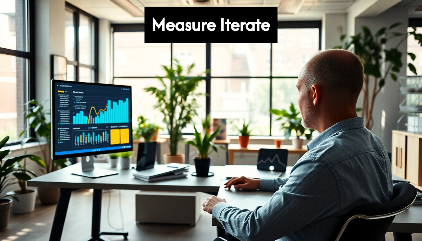 Person reviewing analytics on office monitor