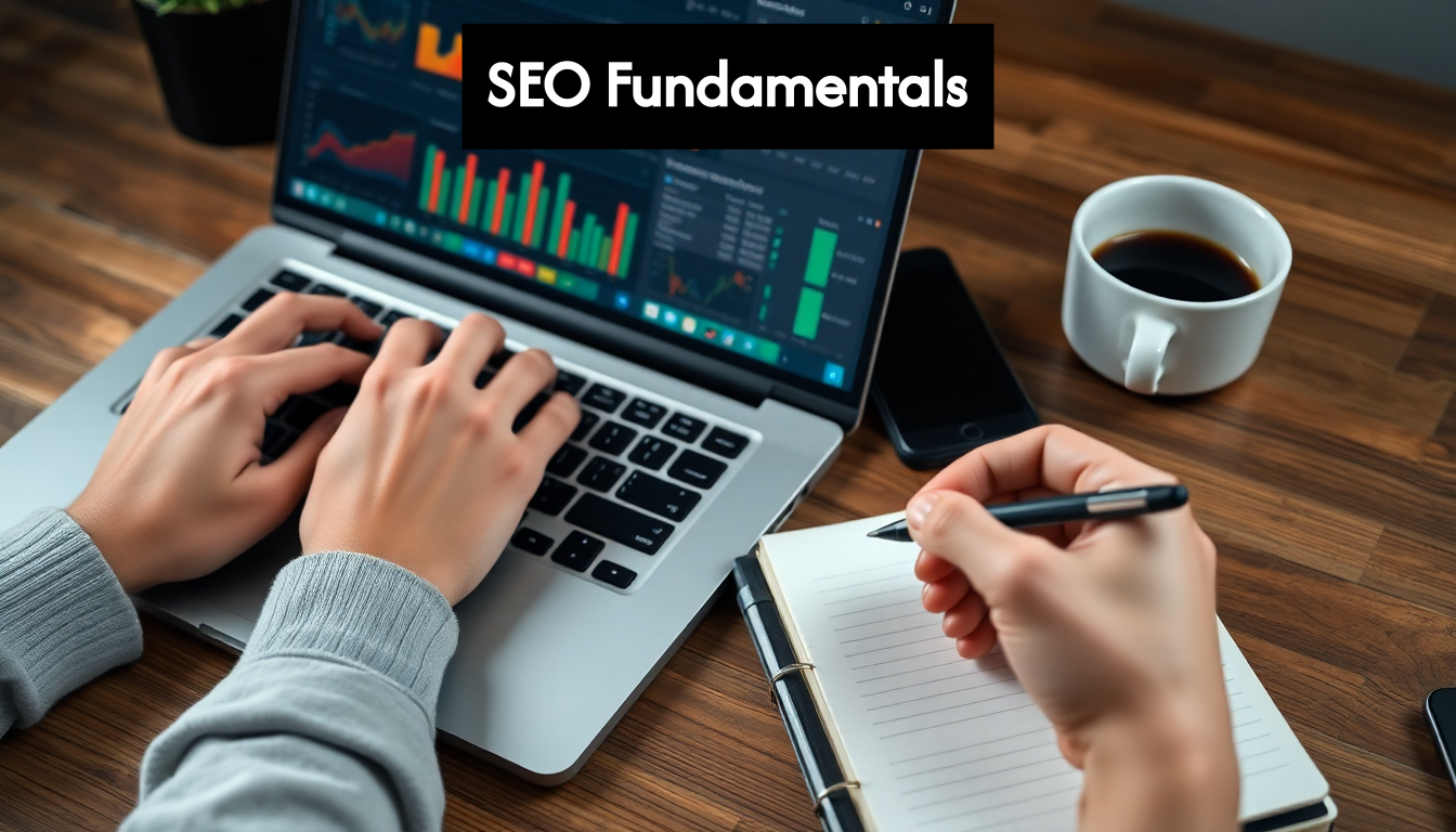 Person reviewing website analytics and taking notes