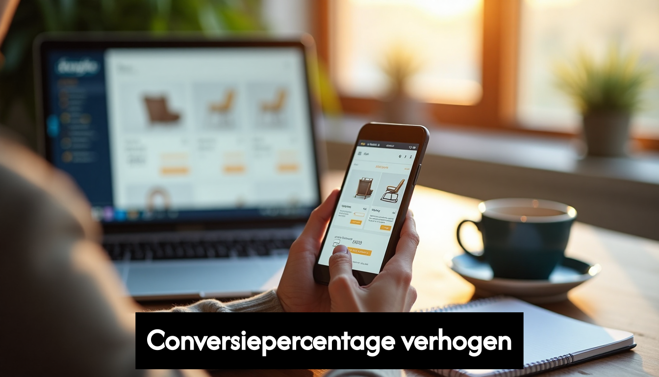 Person testing ecommerce website on phone and laptop
