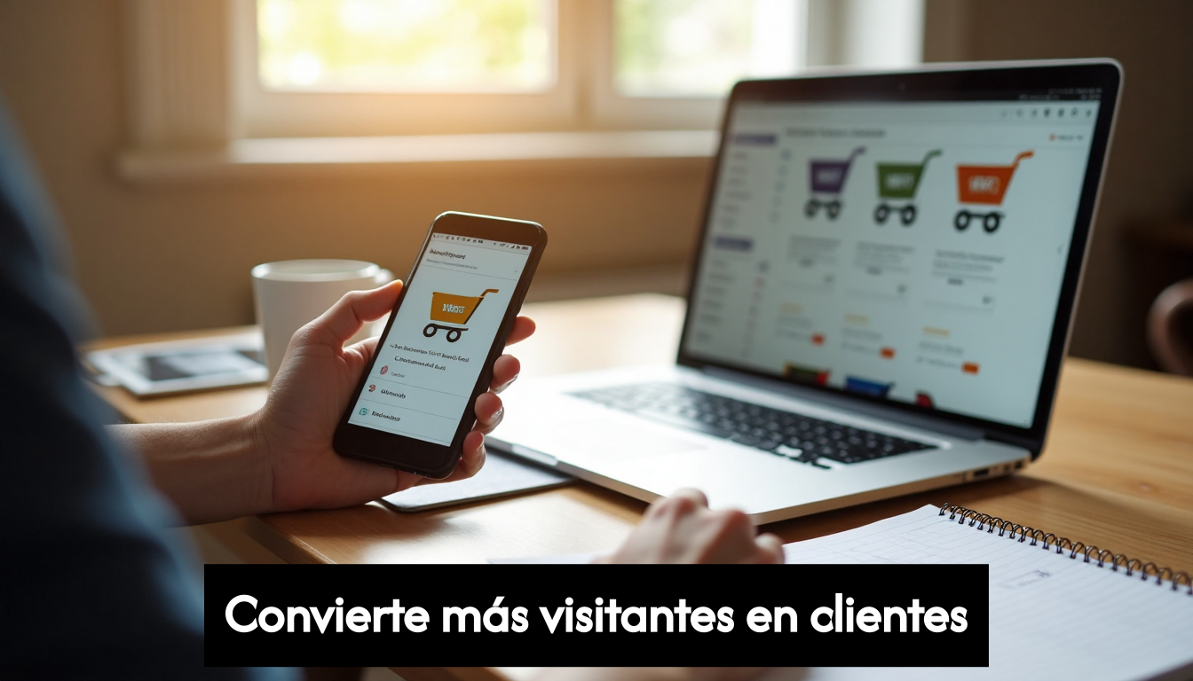 Person testing ecommerce website on phone and laptop