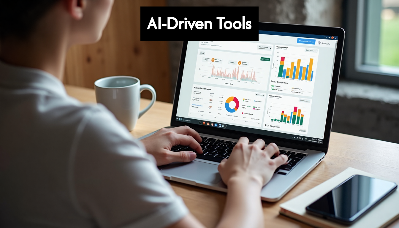 Person using AI-driven SEO tools on laptop