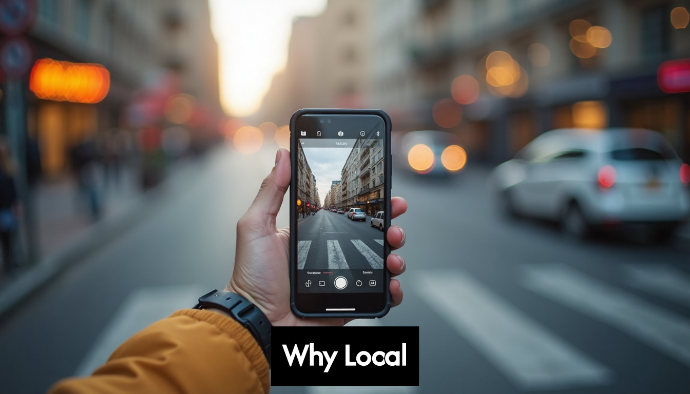 Person using smartphone for local business search