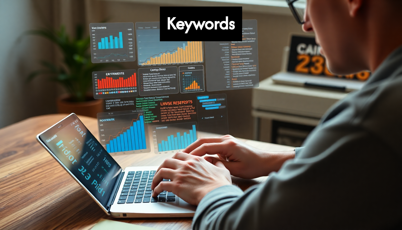 Person using tools to find keywords.