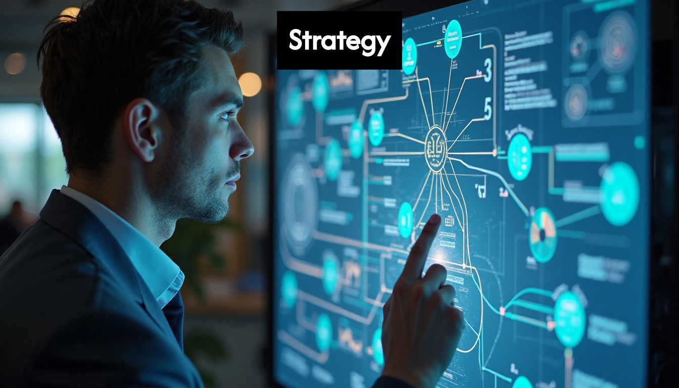 Person viewing a digital content marketing roadmap.