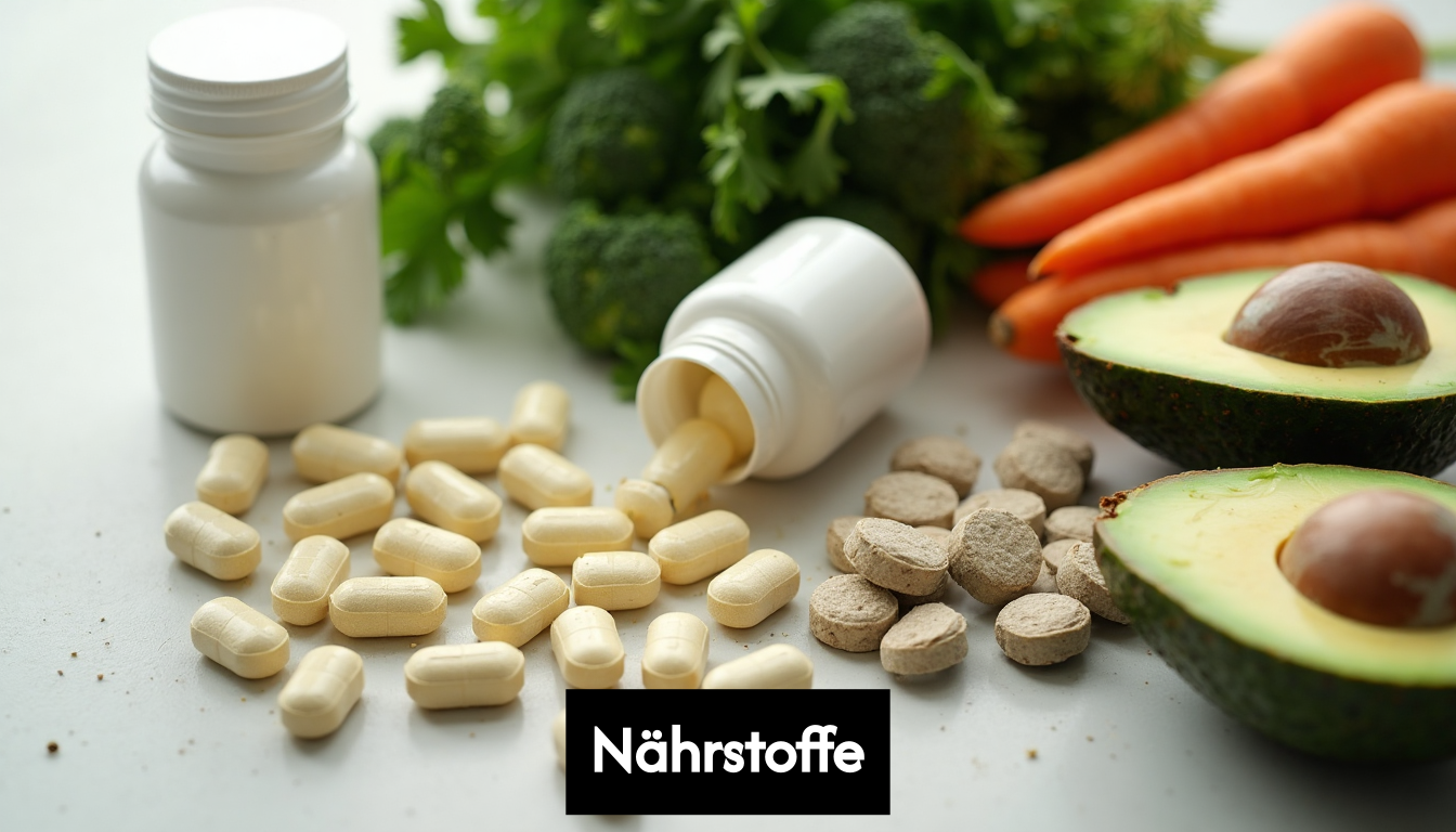 Plant-based supplements with fresh vegetables