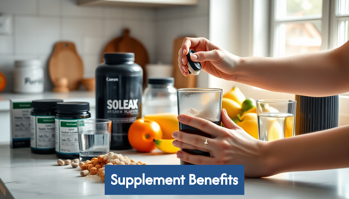 Preparing supplements on a kitchen counter