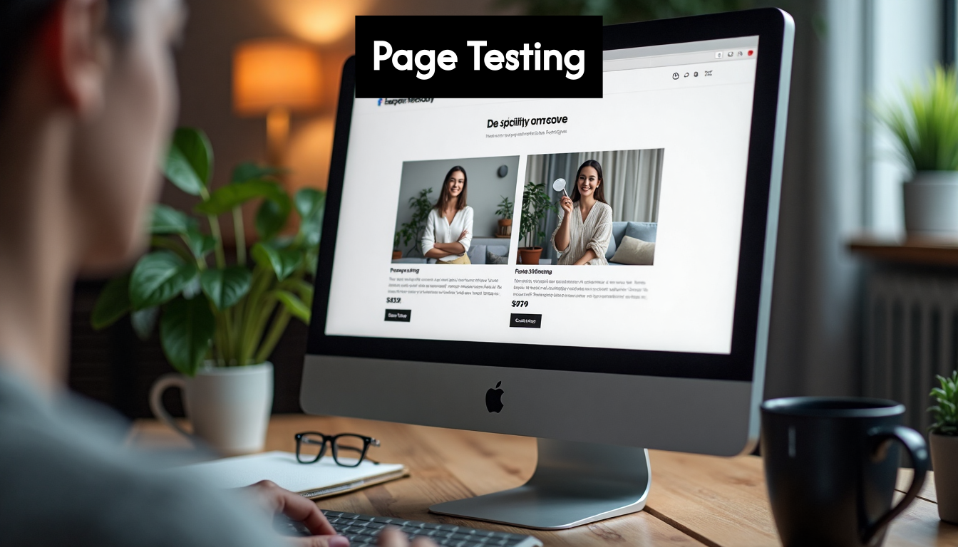 Product page variations displayed on computer screen