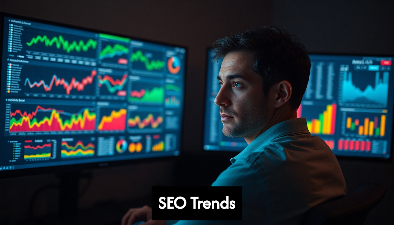 Professional analyzing AI-driven SEO trend charts