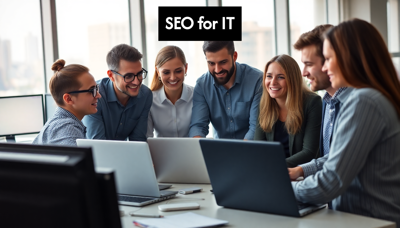 Professional IT team collaborating in office