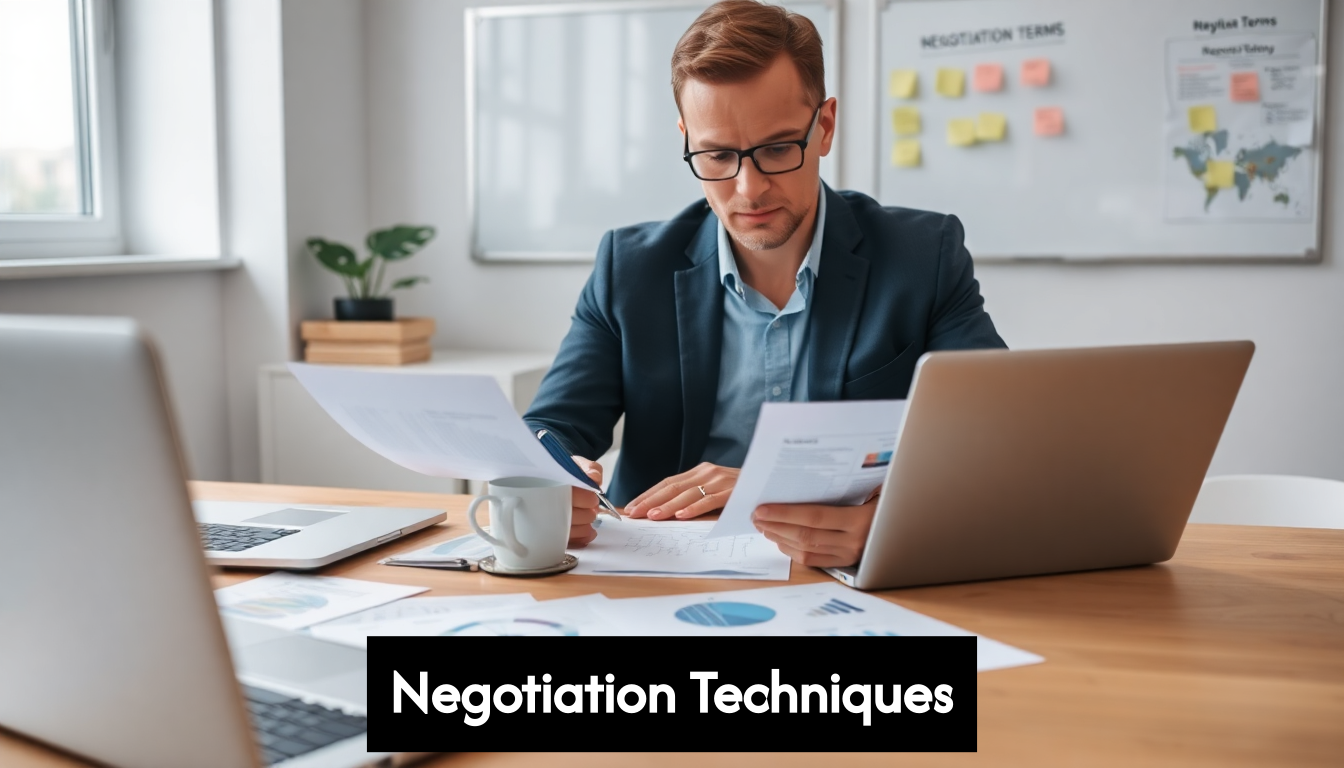 Professional preparing negotiation documents