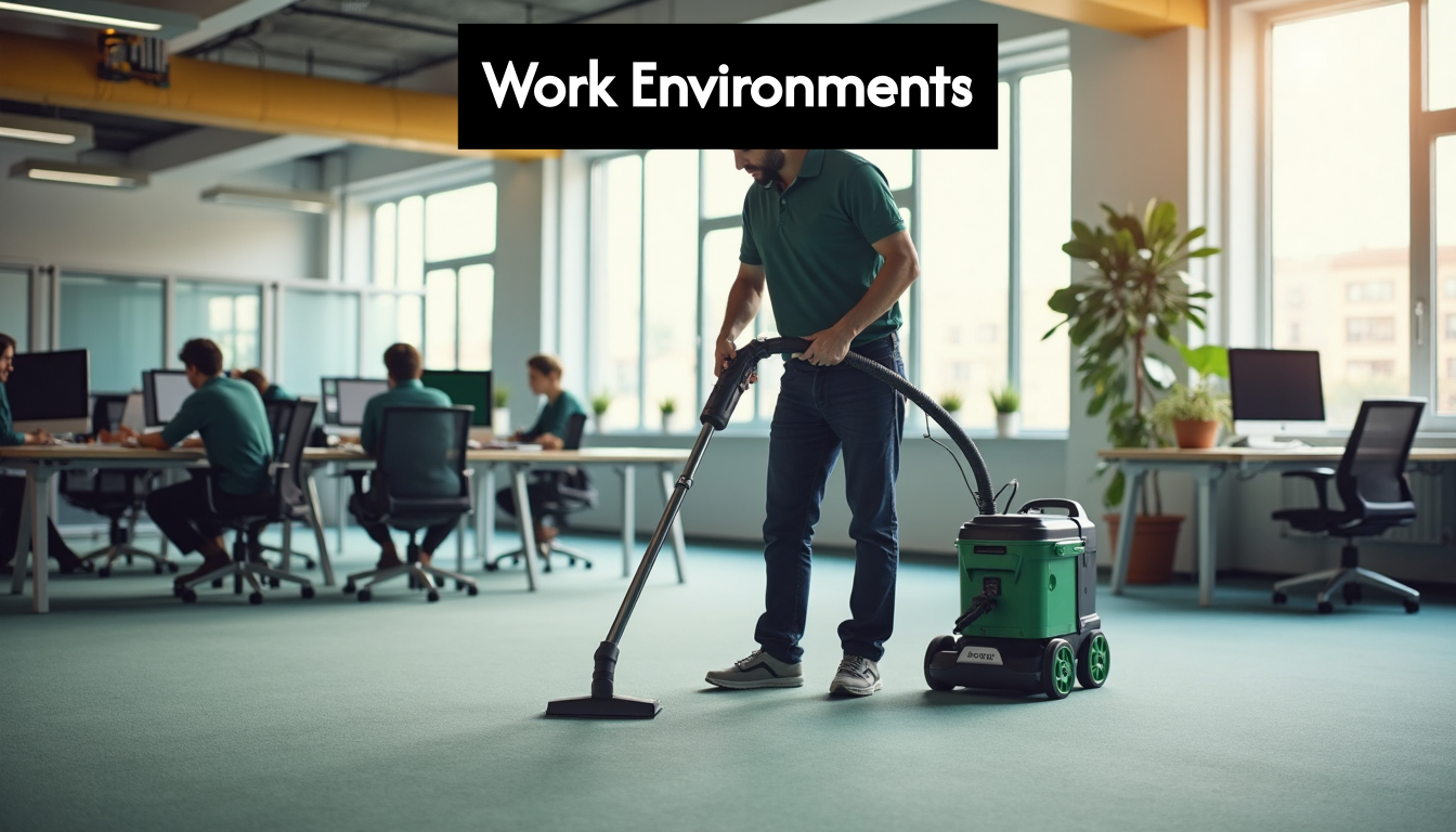 Professional steam cleaning in modern office