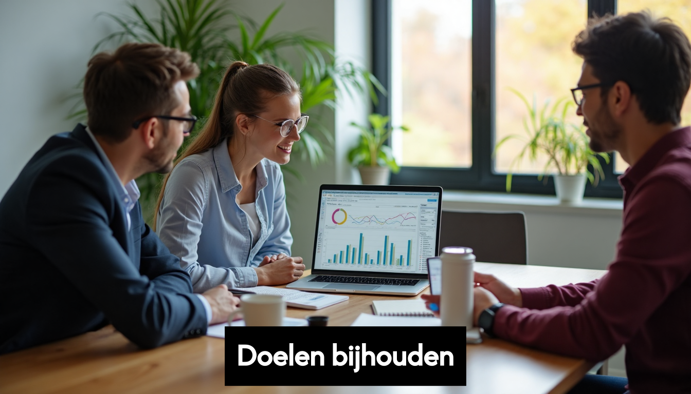 Professionals reviewing digital analytics in meeting