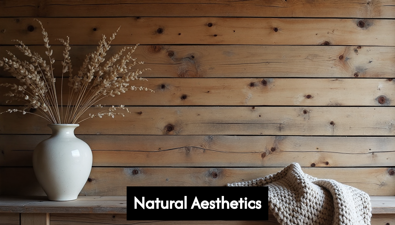 Reclaimed wood wall and handmade ceramics in cabin