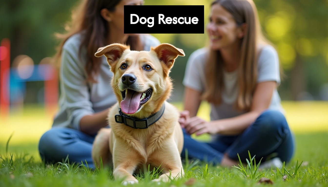 Rescue dog and handler training together outdoors