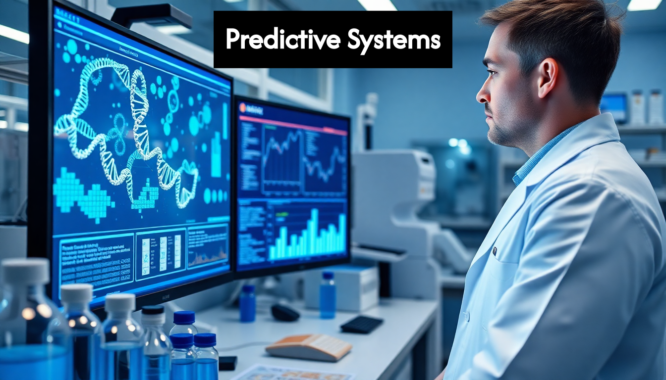 Researcher analyzing genomic data in laboratory