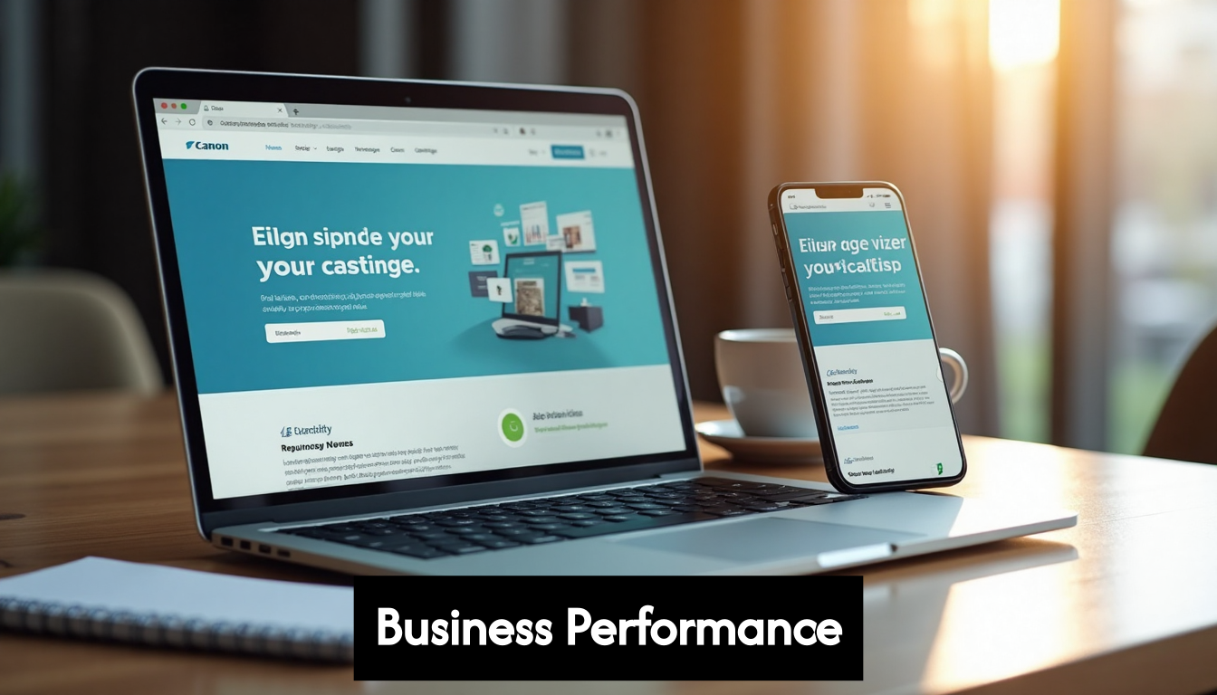 Responsive website on smartphone and laptop