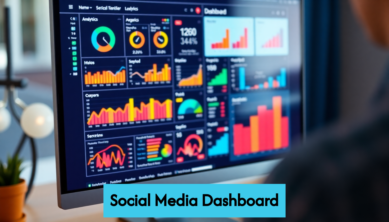 El panel de control de las redes sociales se muestra en el ordenador
