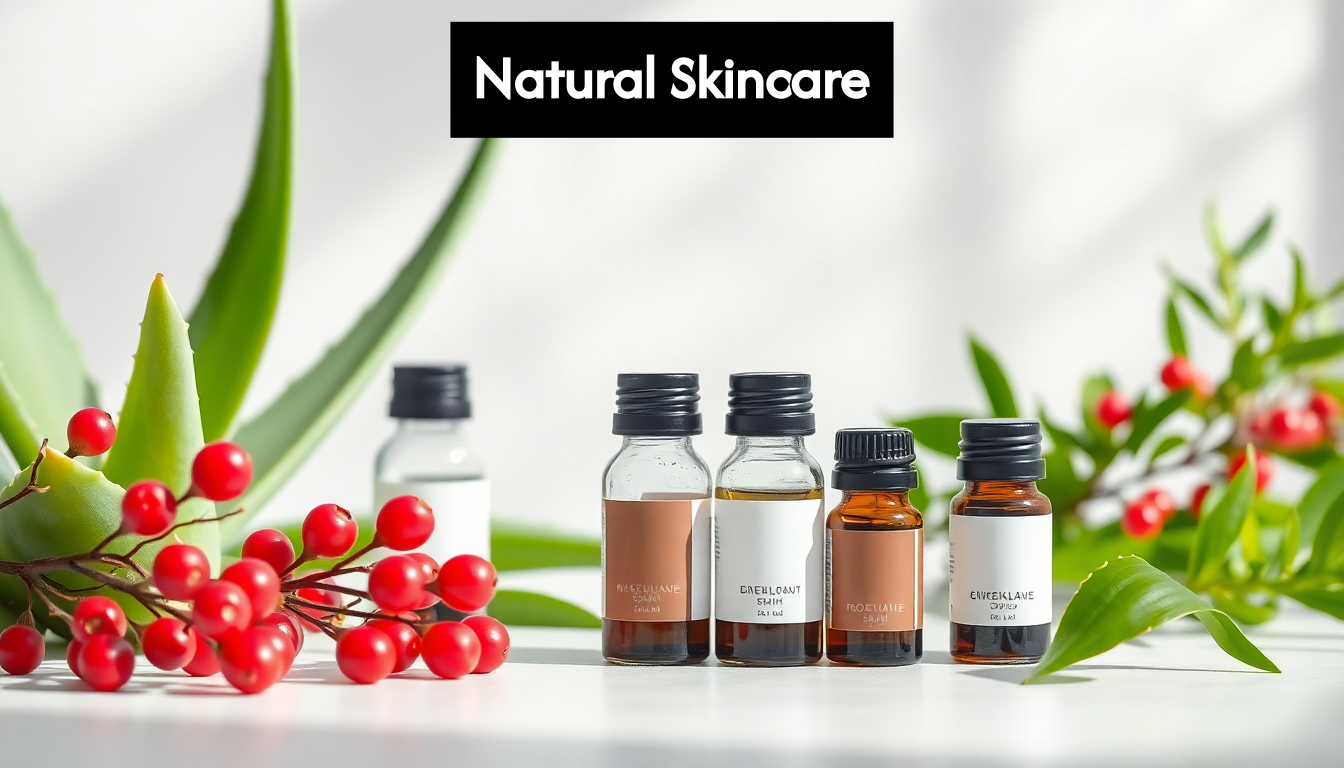 Natural skincare ingredients display