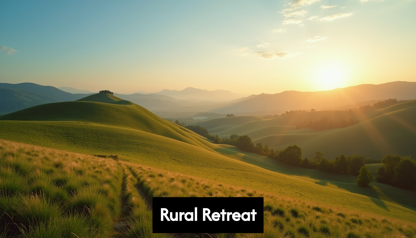 Rolling green hills under a peaceful sky.