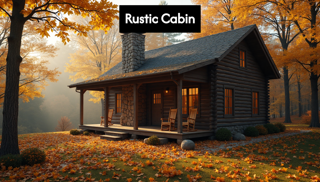 Rustic cabin surrounded by autumn trees