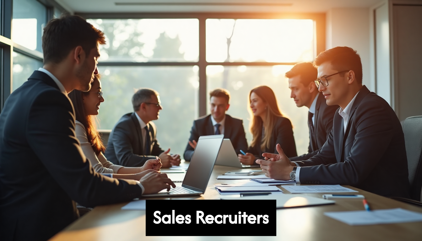 Sales recruiters meeting in modern office conference room