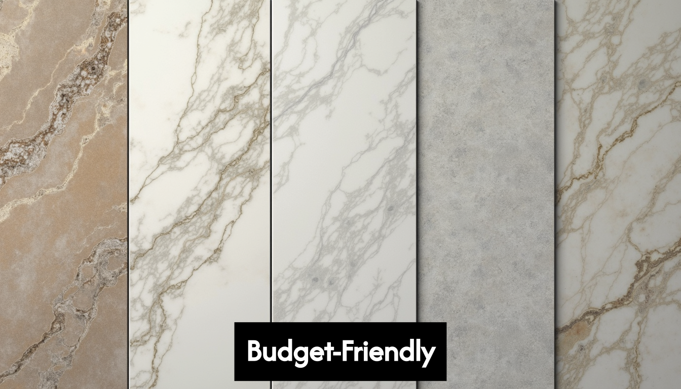 Samples of ceramic, porcelain, and stone shower tiles