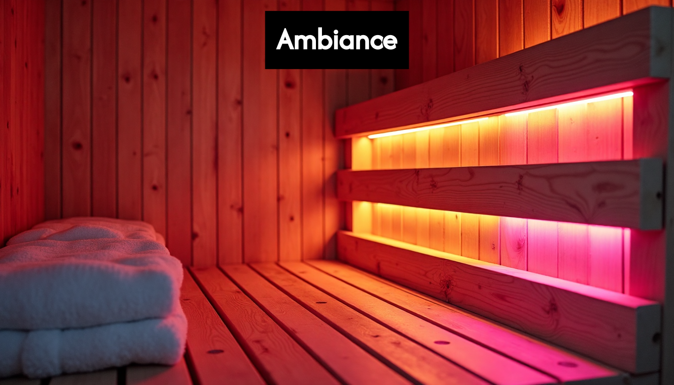 Sauna mood lighting with glowing LED colors