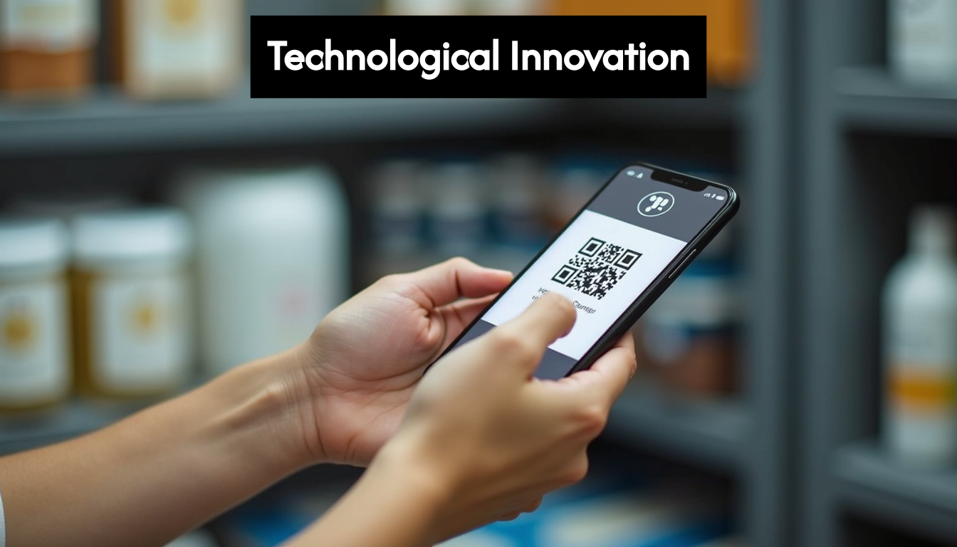Scanning smart label on product with phone.