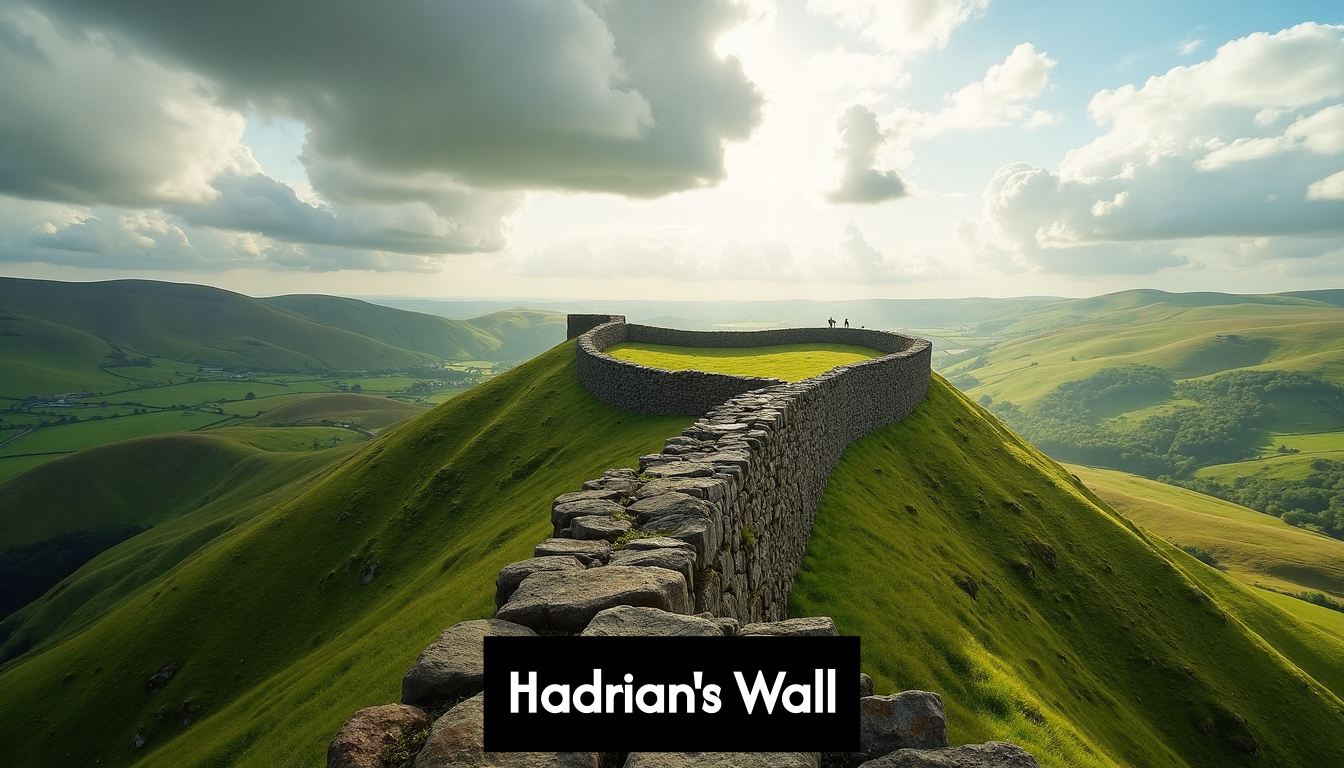 Scenic view of Hadrian's Wall across countryside