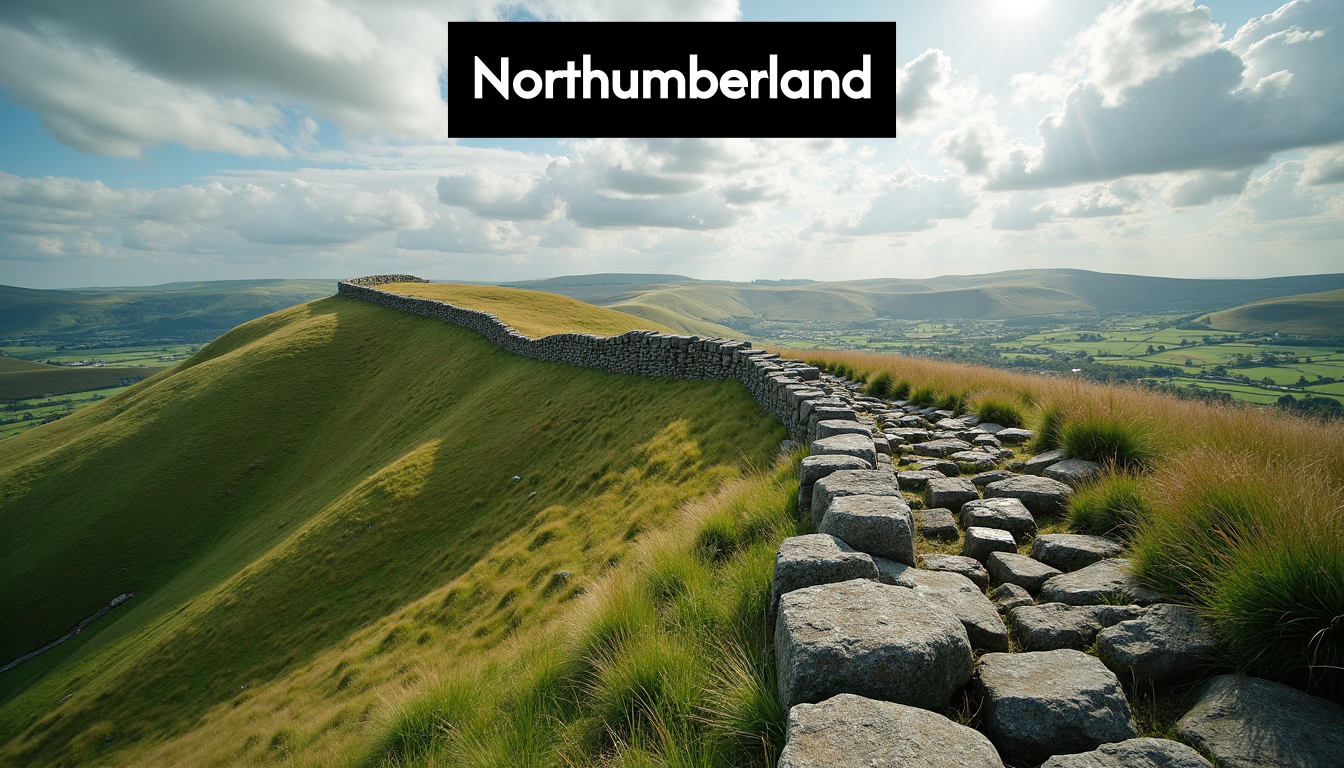 Scenic view of Hadrian's Wall in Northumberland.