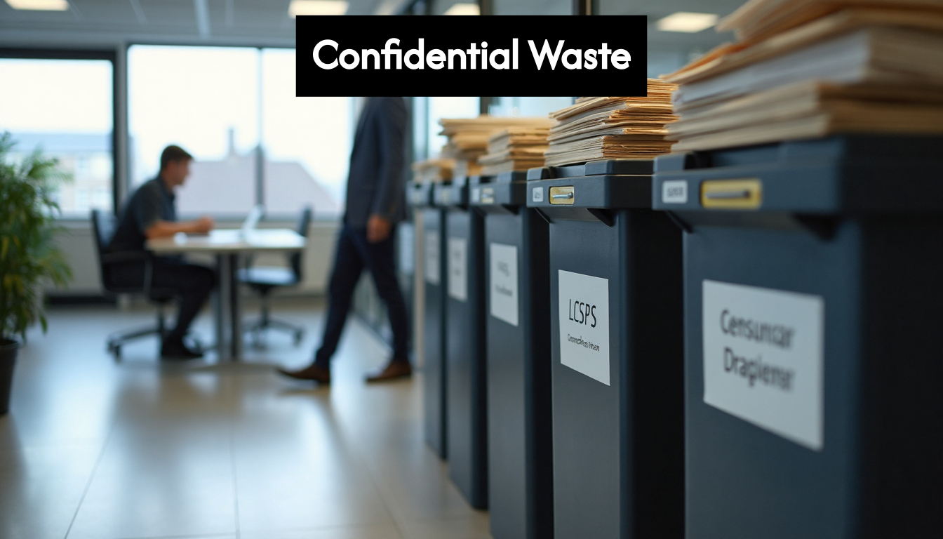 Secure office with confidential waste bins