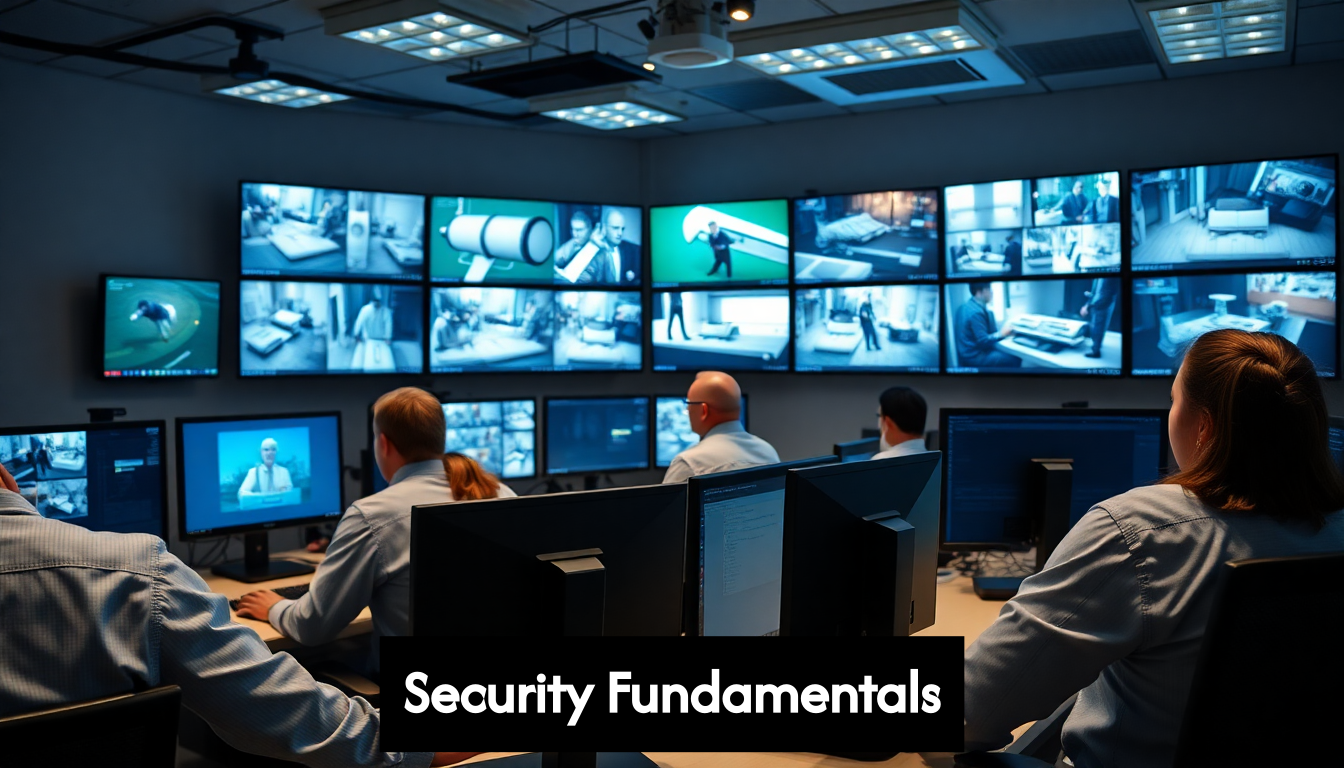 Security staff monitoring surveillance screens
