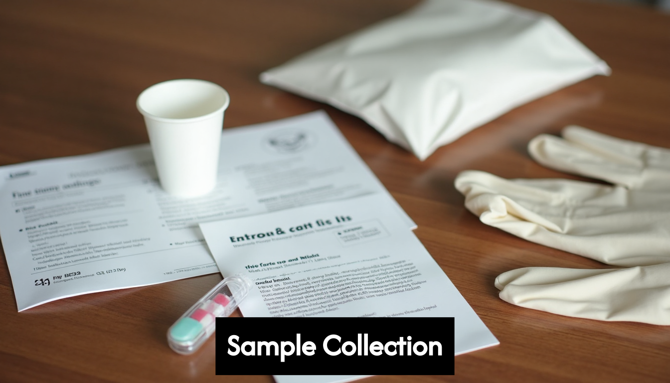 Semen test kit components on table