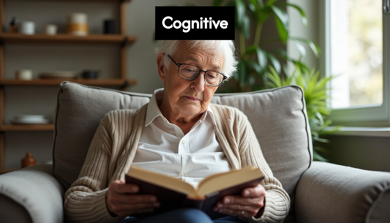 Senior engaging with activities that suggest good memory and focus