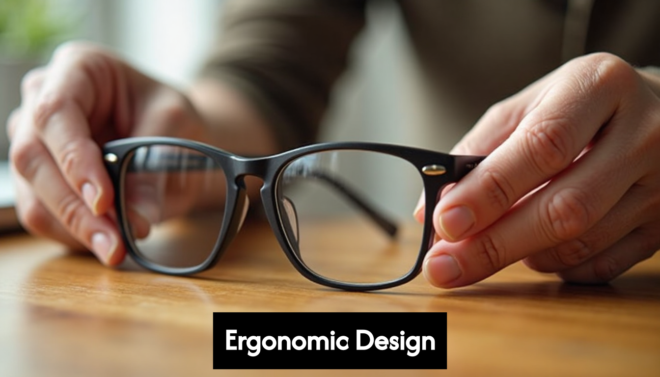 Senior hands adjusting eyeglass frames