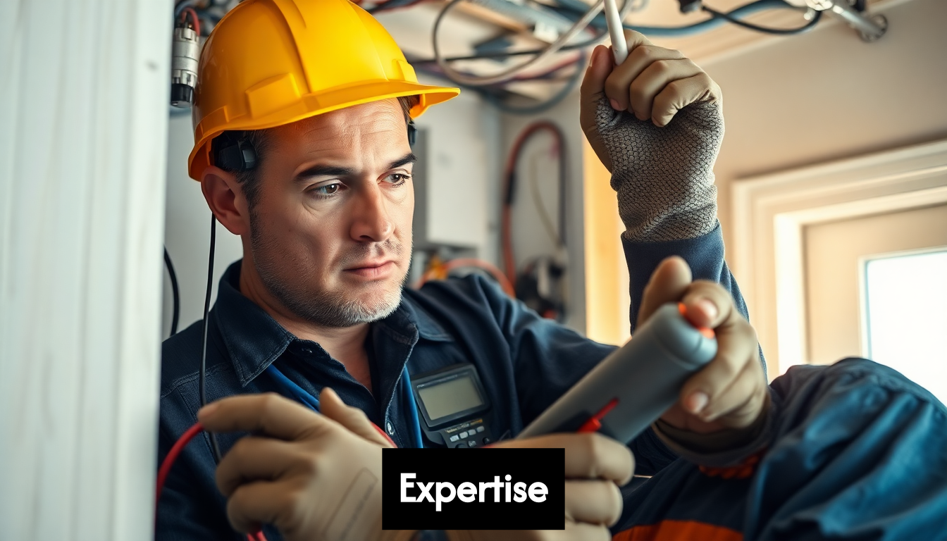 Electrician inspecting wiring