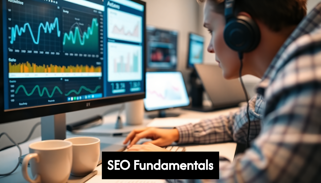SEO specialist analyzing keywords on screen