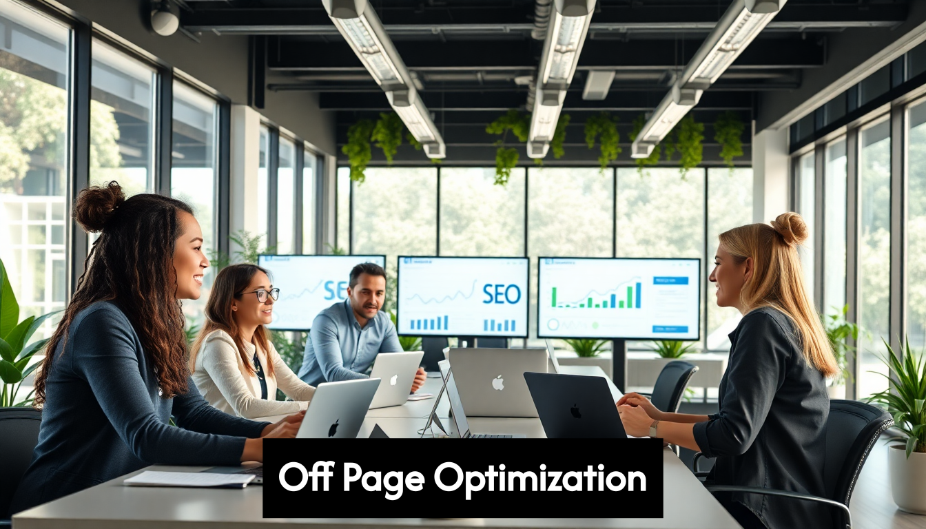 SEO team working in modern office