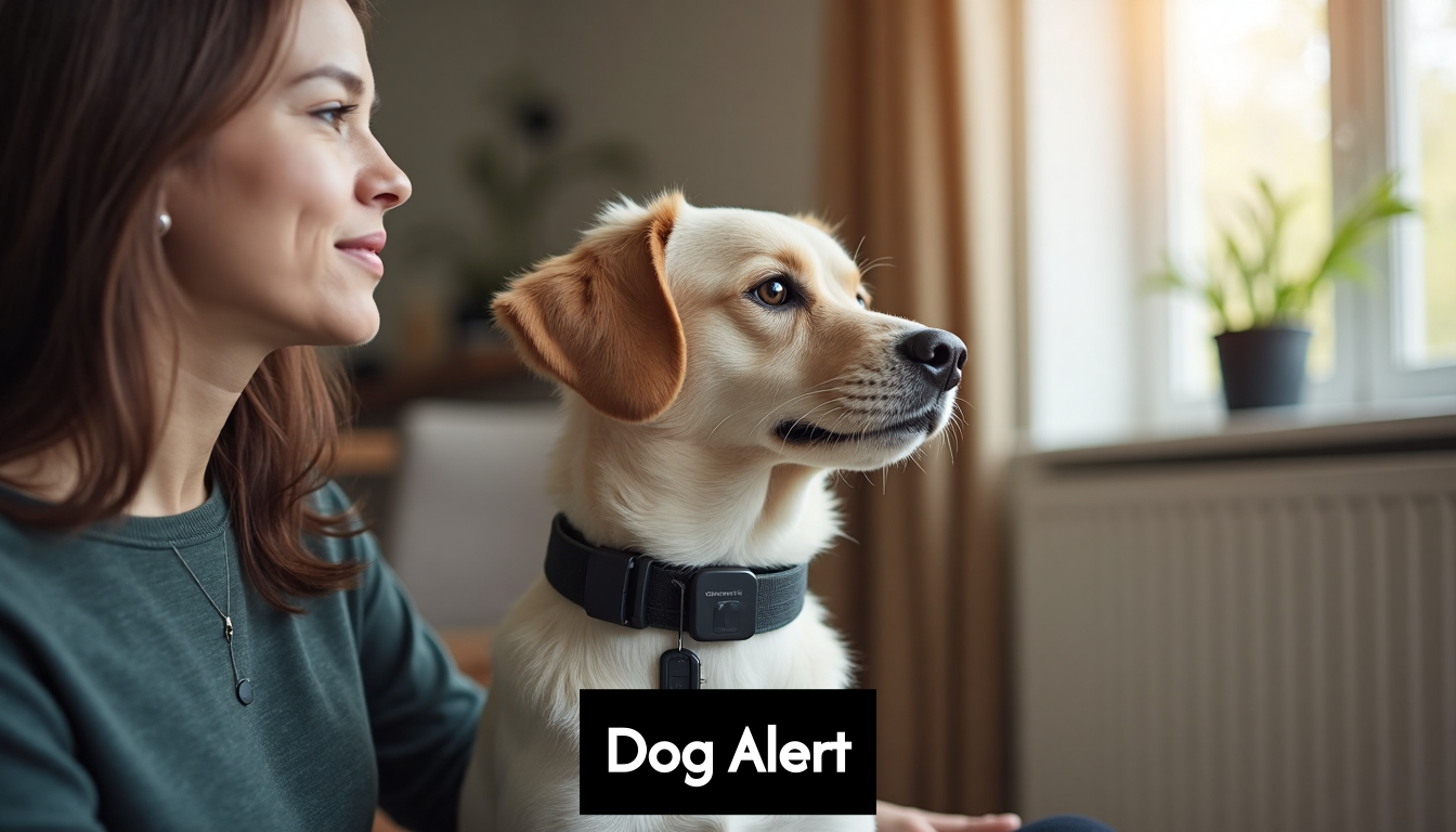 Service dog with smart collar in home