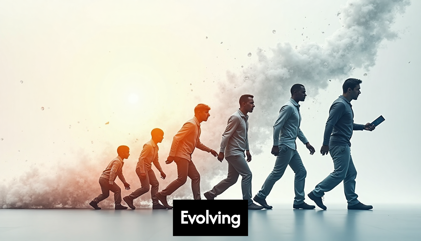 Shapes representing stages of business evolution.