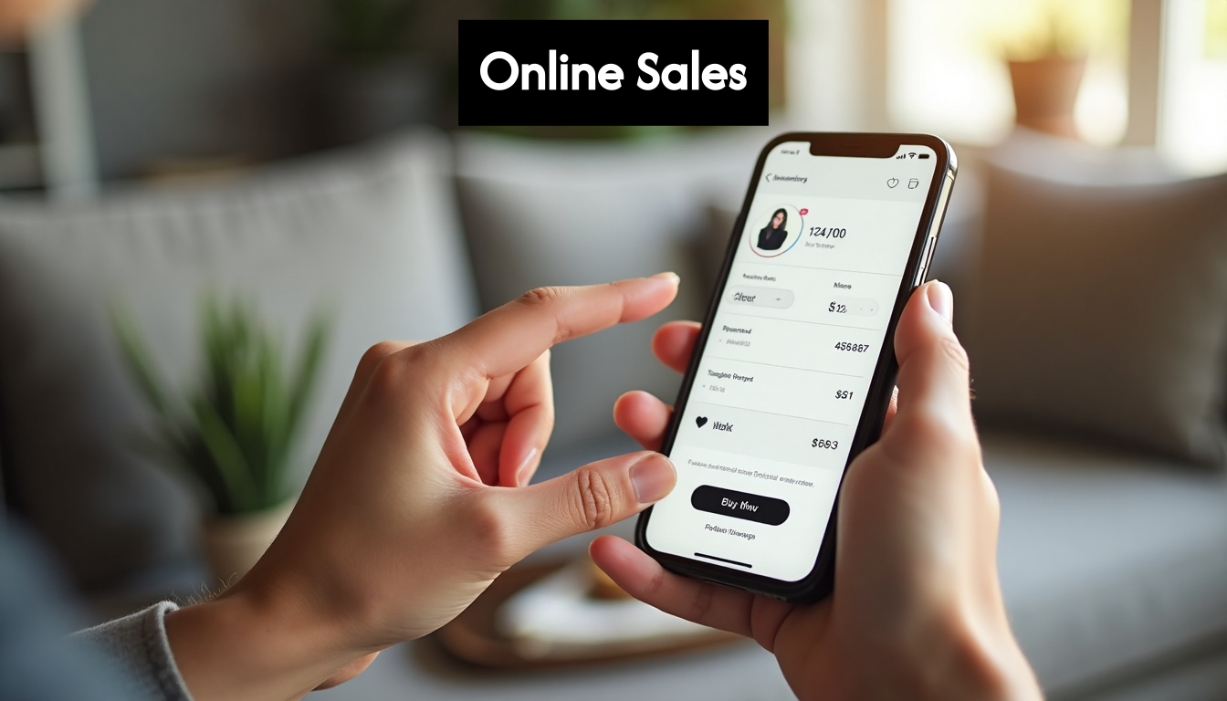 Shopper completing purchase on smartphone