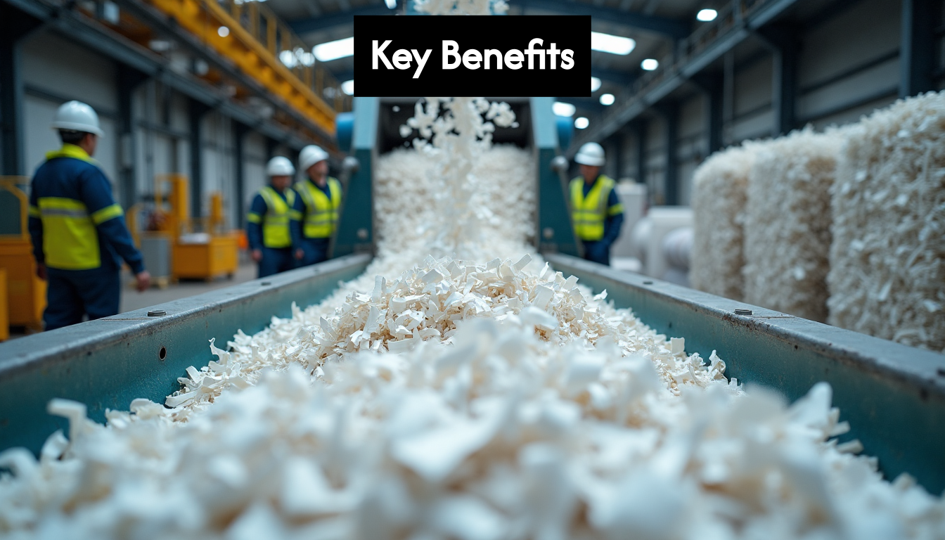Shredded paper processed at recycling facility