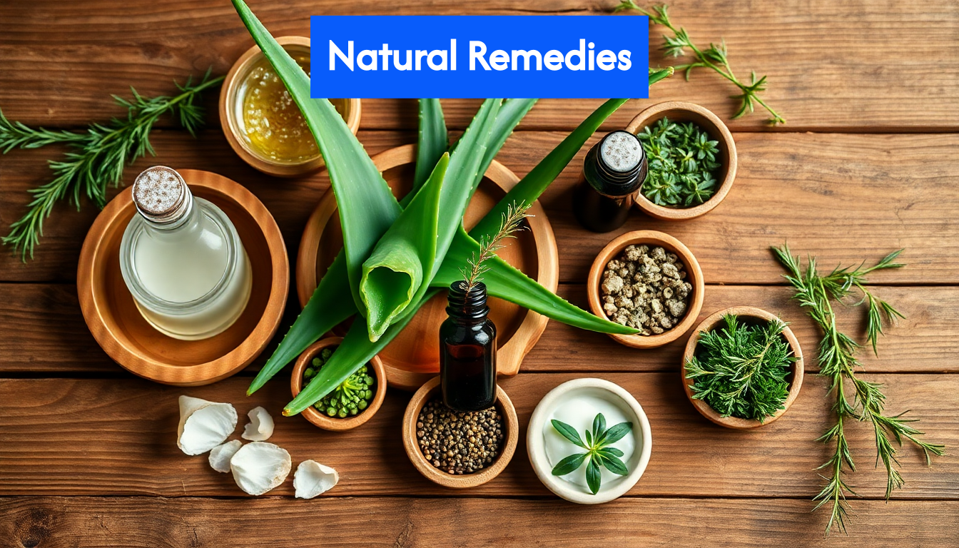 Natural hair care ingredients on table