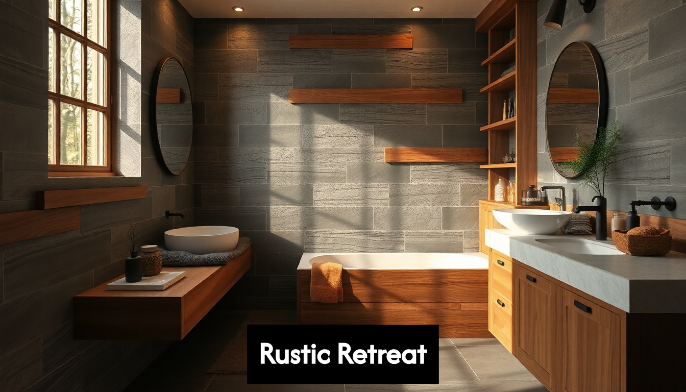 Rustic slate tiled bathroom