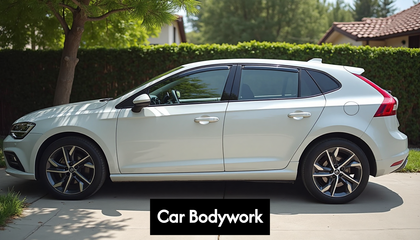 Sleek car with perfect bodywork parked outdoors